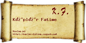Káplár Fatime névjegykártya